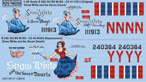 キッツワールド KW148121 1/48 アメリカ陸軍航空軍 B-24D リベレーター 第98爆撃航空群 第343爆撃飛行隊 `Snow White and the Seven Dwarfs`