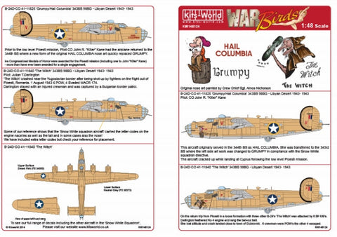 キッツワールド KW148124 1/48 アメリカ陸軍航空軍 B-24D リベレーター 第98爆撃航空群 第343爆撃飛行隊 `Grumpy` `The Witch`