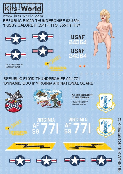 キッツワールド KW148160 1/48 アメリカ空軍 F105 サンダーチーフ ノーズアート機デカール