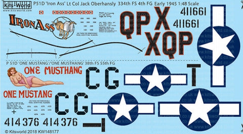 キッツワールド KW148177 1/48 WWII アメリカ軍 P-51D マスタング 44-11661 QP-X `Iron Ass` &44-14376 CG-T `One Mustang/・・・