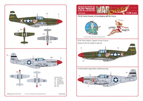 キッツワールド KW148180 1/48 P-51B Mustang 43-6832 QP-K 'Miss Dallas' Capt Victor France, 334th FS 4th FG ・・・
