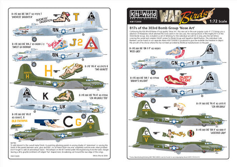 キッツワールド KW172009 1/72 B17 ノーズアートセレクション - 303rd BG 'Daddys Delight -'Duchess Daughter' -'Lady L・・・