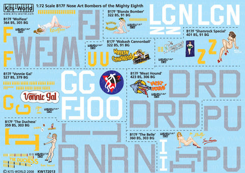 キッツワールド KW172013 1/72 B17 F 'Blonde Bomber' - 'Meat Hound' - 'Shamrock Special' - 'The Duchess' - 'V・・・