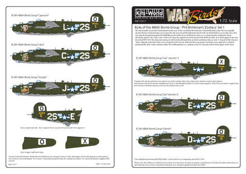 キッツワールド KW172017 1/72 B24 リベレーター Phil Brinkman's 'Zodiacs' 834th BS 486 BG Sheet 1 - 6 ノーズアート・・・