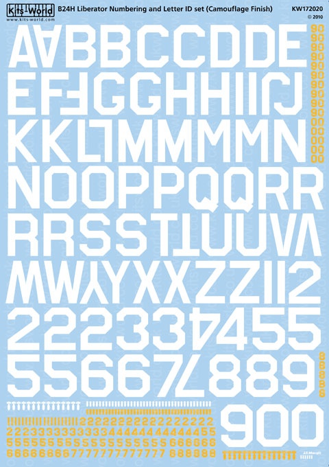 キッツワールド KW172020 1/72 B24 リベレーター ナンバー・ID レタリングセット (カモフラージュ塗装用)