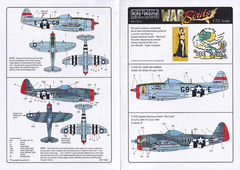 キッツワールド KW172035 1/72 WWII アメリカ陸軍航空軍 P-47 `サンダーボルト` P-47D-30 第50戦闘航空群 第405戦闘飛行隊 `look ! no hands` 1945 (他)