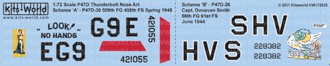 キッツワールド KW172035 1/72 WWII アメリカ陸軍航空軍 P-47 `サンダーボルト` P-47D-30 第50戦闘航空群 第405戦闘飛行隊 `look ! no hands` 1945 (他)