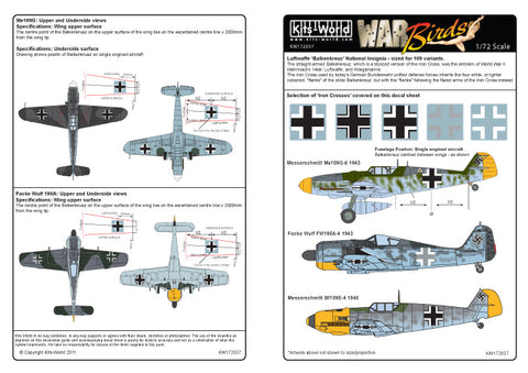 キッツワールド KW172037 1/72 WWII ドイツ空軍 Bf109 バルケンクロイツ