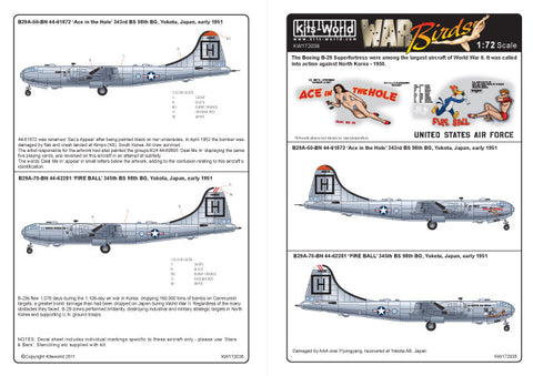 キッツワールド KW172038 1/72 WWII アメリカ空軍 B-29 スーパーフォートレス 第98戦闘航空群 第343戦闘飛行隊 `Ace In The Hole` (他)