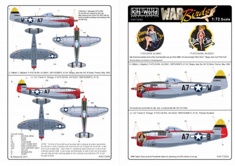 キッツワールド KW172044 1/72 WWII アメリカ空軍 P-47D サンダーボルト 第368戦闘群 第395戦闘飛行隊 `Sleepy Jean 3rd`&`Slick Chick`