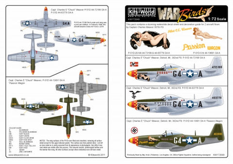キッツワールド KW172049 1/72 WWII アメリカ陸軍航空軍 P-51D マスタング 第357戦闘群 第362飛行隊 チャールズ・E・ウィーバー大尉搭乗機 `Passion Wagon`用・・・
