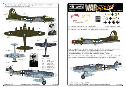 キッツワールド KW172054 1/72 アメリカ陸軍航空隊 B-17F フライングフォートレス 第379爆撃飛行群 第527爆撃飛行隊 チャーリー・ブラウン搭乗機 ・・・