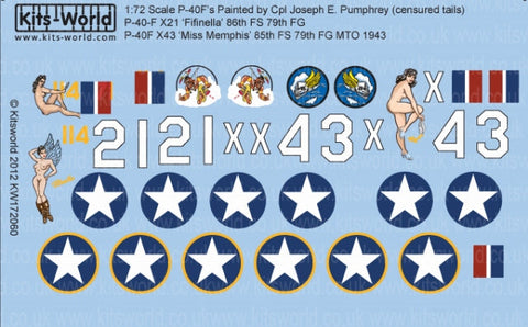 キッツワールド KW172060 1/72 アメリカ陸軍 カーチスP-40 ウォーホーク 第79戦闘群 第86戦闘飛行隊 `Fifinella`, 第79戦闘群 第85戦闘飛行隊 `Miss Memphis