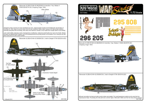 キッツワールド KW172062 1/72 アメリカ陸軍航空軍 B-26 マローダー 第387爆撃飛行群 第558爆撃飛行隊 ノーズアート, 第391爆撃飛行群 第575爆撃飛行隊 ・・・