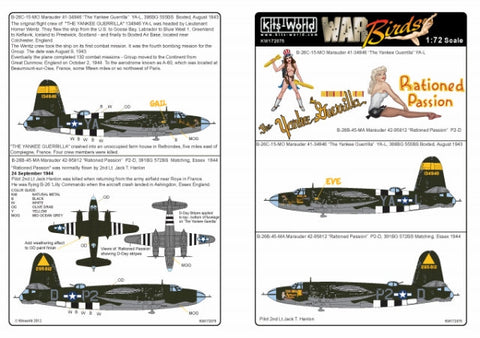キッツワールド KW172075 1/72 アメリカ陸軍航空群 B-26 マローダー 第386爆撃飛行群 第555爆撃飛行隊/第391爆撃飛行群 第572爆撃飛行隊