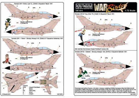 キッツワールド KW172078 1/72 イギリス空軍パナヴィア・トーネード GR1B `FoxyKiller`/GR4 `Debbie` `Snoopy Airways` `Cherry Lips` etc