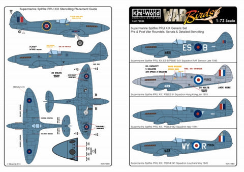 キッツワールド KW172084 1/72 スピットファイア Mk.XIX デカールセット
