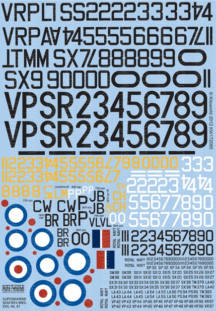 キッツワールド KW172085 1/72 シーファイア Mk.XVII,46,47 デカールセット