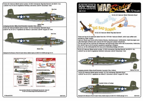 キッツワールド KW172101 1/72 アメリカ陸軍 B-25J ミッチェル `Big Bad Bonnie`,`Brenda`s Boys`