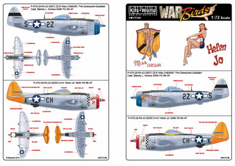 キッツワールド KW172106 1/72 アメリカ陸軍 P-47D サンダーボルト `Miss CAESAR / The Greenpoint Gladiator`,`Helen Jo`