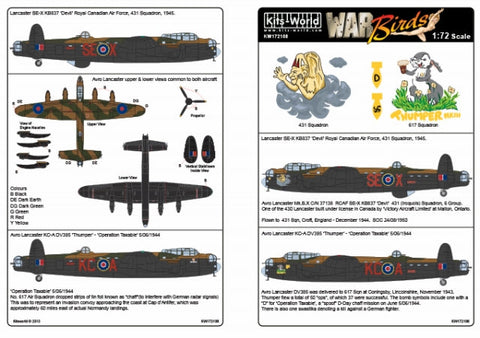 キッツワールド KW172108 1/72 イギリス空軍 アブロランカスター B.I `Devil`,`Thumper`