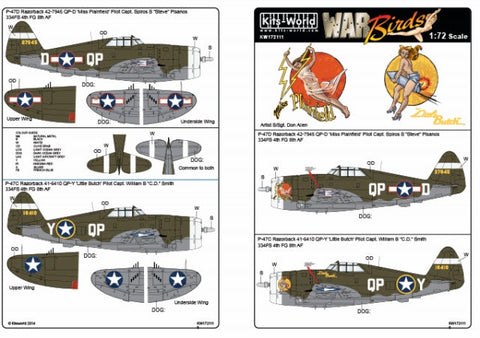 キッツワールド KW172111 1/72 アメリカ陸軍航空軍 P-47D サンダーボルト `Miss Plainfield`, P-47C サンダーボルト `Little Butch`