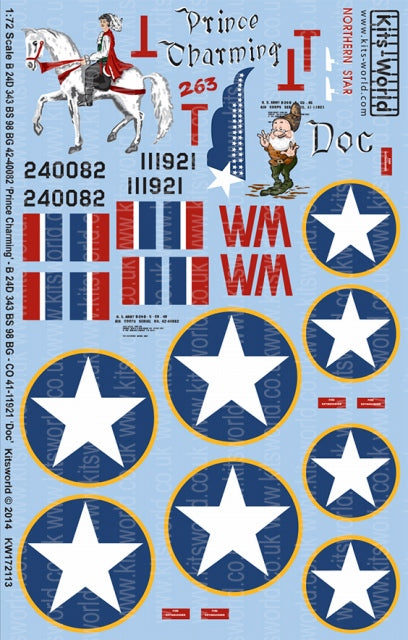 キッツワールド KW172113 1/72 アメリカ陸軍航空軍 B-24D リベレーター 第98爆撃航空群 第343爆撃飛行隊 `Prince Charming` `Doc`