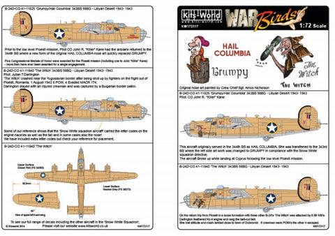キッツワールド KW172117 1/72 アメリカ陸軍航空軍 B-24D リベレーター 第98爆撃航空群 第343爆撃飛行隊 `Grumpy` `The Witch`