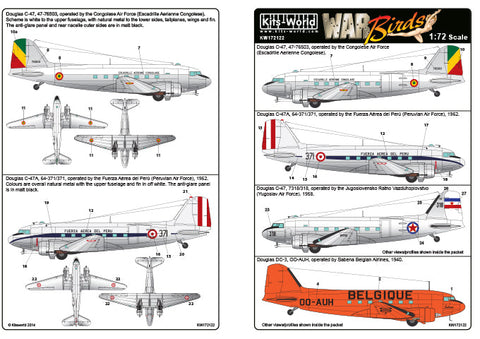 キッツワールド KW172122 1/72 ダグラス DC-3, OO-AUH, operated by Sabena Belgian Airlines, 1940.Douglas C-47,・・・