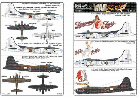 キッツワールド KW172125 1/72 イギリス空軍 B-17 Mk.II/Mk.III 第251飛行隊