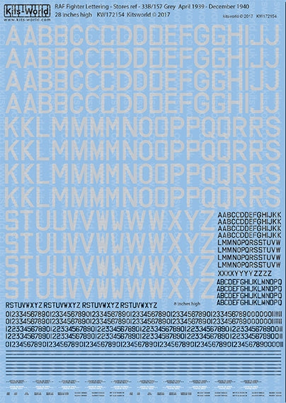キッツワールド KW172154 1/72 RAF戦闘機レタリング - 28 inches high, Stores ref - 33B/157 Sea Grey Medium, 27th April 1939 - December 1940