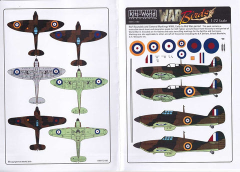 キッツワールド KW172180 1/72 WWII RAFラウンデルと一般的なマーキング, Early to Mid War period This pack cont・・・