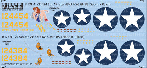 キッツワールド KW172183 1/72 B 17F 41-24454 5th AF later 43rd BG 65th BS ‘Georgia Peach’ - B17F 41-24384 5th AF 43rd BG 403rd BS ・・・