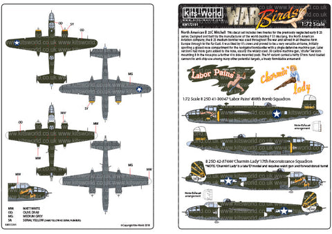 キッツワールド KW172191 1/72 WWII アメリカ軍 B-25D ミッチェル Labor Pains` & `Charmin Lady` ノーズアート機デカール