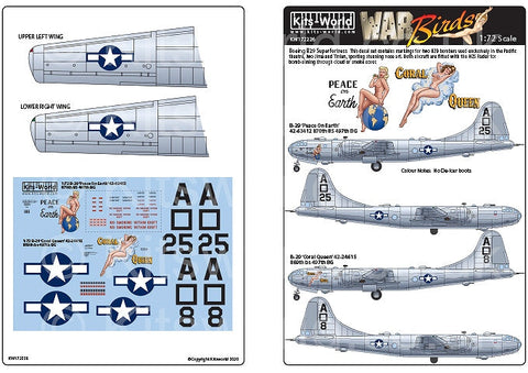 キッツワールド KW172226 1/72 B-29 ‘ピース オン アース’ 42-63412 870th BS 497th BG . B-29 ‘コーラル クイーン’ 42-24615 869th bs 497th BG.