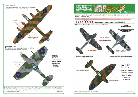 キッツワールド KW174322 [1/72 1/48 1/32] 通路ラインのコーナーと黒のステンシル, レッド & ホワイト