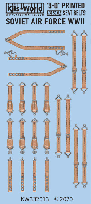 キッツワールド KW332013 1/32 3D フルカラー シートベルト. ソビエト空軍 WWII. ヤコブレフ・ラヴォーチキン用