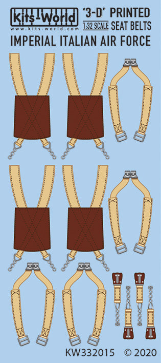 キッツワールド KW332015 1/32 3D フルカラー シートベルト. イタリア WWII 戦闘機 フィアット - マッキ - レジアーネ用