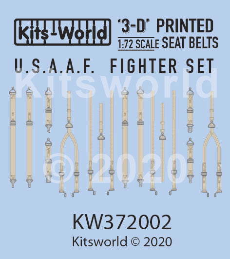 キッツワールド KW372002 1/72スケール フルカラー3D WWII シートベルトデカール.アメリカ陸軍航空軍 戦闘機 シートベルトセット・・・