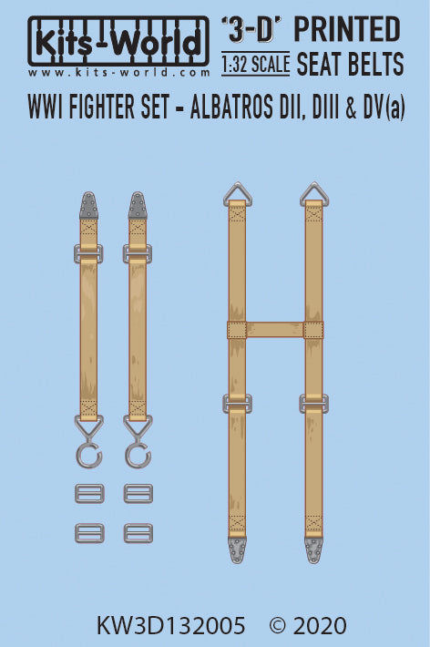 キッツワールド KW3D132005 1/32 フルカラー3D WWII シートベルト デカール. WWI 戦闘機セット - アルバトロス, DII, DIII, DV.
