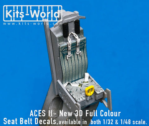キッツワールド KW3D148007 1/48 スケール フルカラー3D シートベルトデカール 'ACES' イジェクションシートベルト・・・