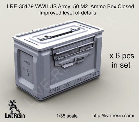 Live Resin LRE35179 1/35 WWII US Army .50 M2 Ammunition Ammo Box Closed, improved level of details