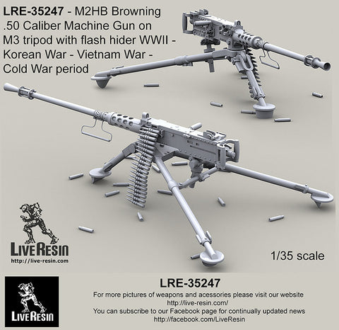 Live Resin LRE35247 1/35 M2HB Browning .50 Caliber Machine Gun on on M3 tripod with flash hider ・・・