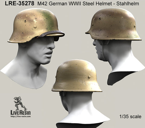 Live Resin LRE35278 1/35 M42 German WWII Steel Helmet - Stahlhelm 42, classic chinstrap and with ・・・