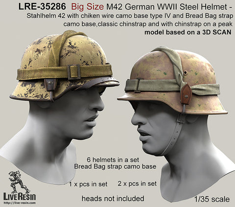 Live Resin LRE35286 1/35 Big Size M42 German WWII Steel Helmet - Stahlhelm 42 with chiken wire camo ・・・