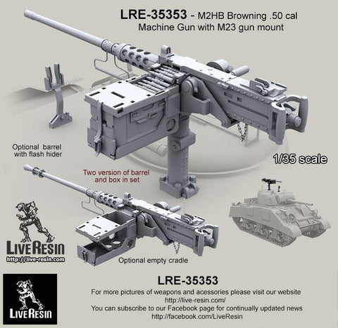 ライブレジン LRE35353 M2HB Browning .50 Caliber Machine Gun with M23 TANK mount WWII - Korean War - Vietnam War - Cold War period