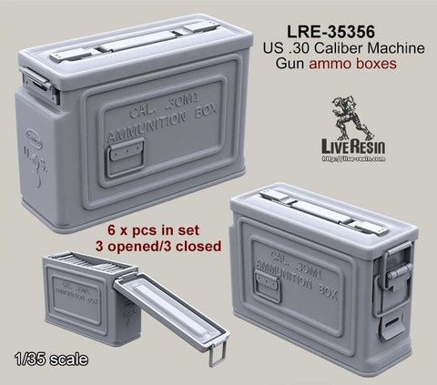 ライブレジン LRE35356 US .30 Caliber Machine Gun ammo boxes 3 opened/3 closed