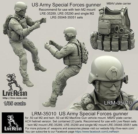 ライブレジン LRM-35010 1/35 現用アメリカ陸軍 スペシャルフォースガンナー ACHヘルメット着用