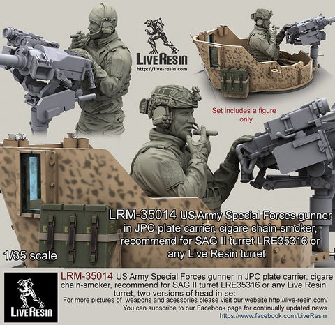 ライブレジン LRM-35014 1/35 現用アメリカ陸軍 スペシャルフォースガンナー JPCプレート SAGII砲塔(LRE-35316)