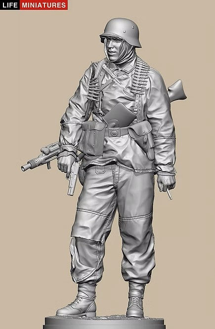 ライフミニチュア LM-16009 1/16 WWII ドイツ ポトー迎撃戦 ハンセン戦闘団のMG42機銃手 バルジの戦い1944